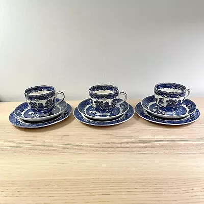 Buy Vintage Old Willow Alfred Meakin England Blue & White 3 Person 9 Piece Tea Set • 15£