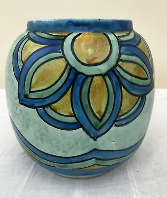 Buy Art Deco Green & Blue  Wade Heath 'Roskyl Pottery' Vase Marked '99 Pine' 5  • 35£
