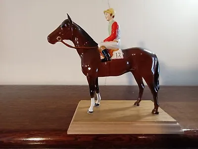 Buy Beswick 'Racehorse And Jockey' Model No 1862 Mounted On An Oak Plinth • 200£