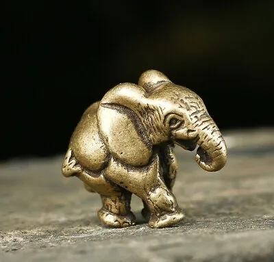 Buy Brass Elephant Animal Statue Small Sculpture Tabletop Figurine Home Decor Gifts • 9.17£