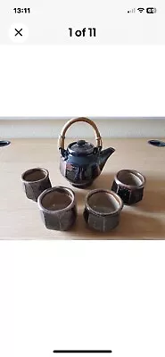Buy Japanese / Chinese Tea Set Vintage Glazed With Bamboo Handle • 9.99£
