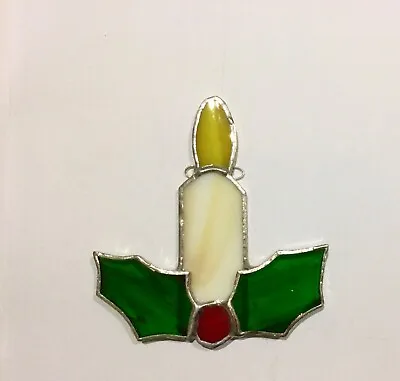Buy Stained Glass Christmas Decoration / Suncatcher. Christmas Candle. Handmade • 5£