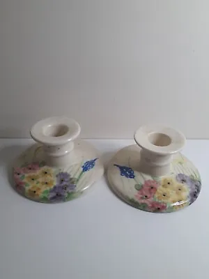 Buy Vintage Radford England Pottery Candle Stick Holders 1930s Hand Painted Signed • 28£