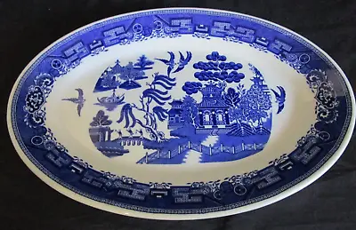 Buy WALLACE CHINA Restaurant Ware Oval 15 1/2  Platter Blue Ye Olde Willow 1932 VTG • 20.89£