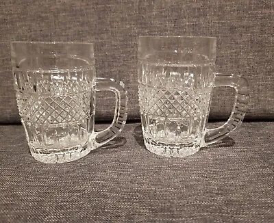 Buy Set Of 2 Vintage Bohemian Czech Beer Mug Clear Crystal  Glass  • 48£