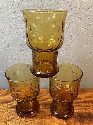 Buy Libbey Country Garden Daisy Amber Glass Drinking Tumblers 5  Set Of 3 • 13.27£