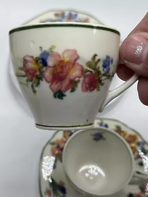 Buy W.H. Grindley The Fleurette Teacups & Saucers Floral Vintage Bone China Set Of 2 • 35.96£