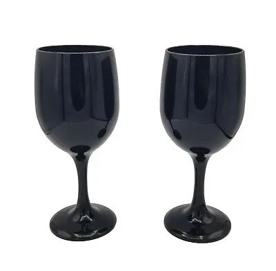 Buy Vintage Libbey Black Amethyst Wine Glasses Pair Of 2 • 16.59£