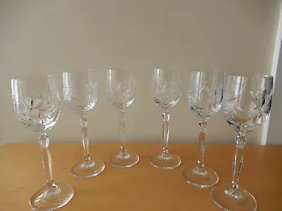Buy 6x Elegant, Tall Sherry/Cordial Crystal Glasses, Pinwheel & Mirrored-Fan Cut • 19.90£