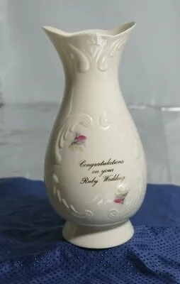 Buy Donegal Irish Parian China Happy Ruby Anniversary  Vase - 7 1/2  • 0.99£