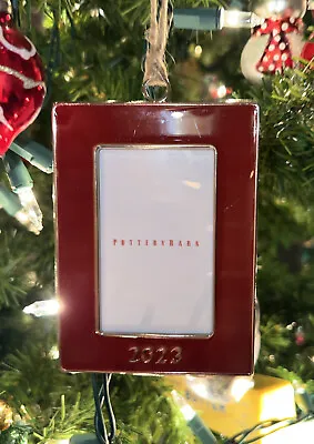 Buy Pottery Barn 2023 Dated Red Rectangle Enamel Frame Christmas Ornament NWT • 27.60£