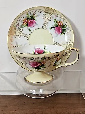 Buy Lefton China Handpainted Footed Teacup & Saucer Set - Roses • 13.34£