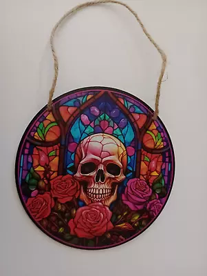 Buy Skull & Roses Stained Glass Effect Suncatcher Gothic • 7.99£