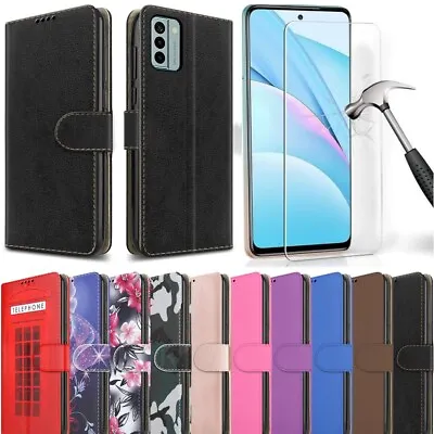 Buy For Nokia G22 Case, Slim Leather Wallet Flip Stand Phone Cover + Screen Glass • 5.95£