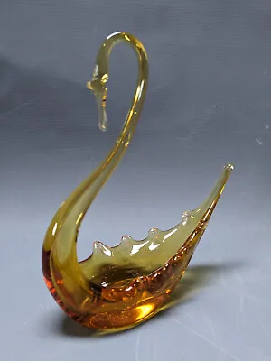 Buy Rare Whitefriars Full Lead Crystal Golden Amber Glass Swan 1963 - 1979 Label Exc • 29.95£