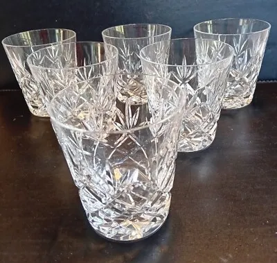 Buy  Set Of 6 Heavy  Quality  Cut Glass Whisky Tumblers/ Glasses 9cm High • 18£