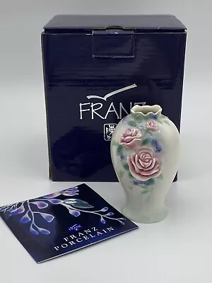 Buy Franz English Garden Rose Porcelain Vase Retired Vtg  4” #FZ00692 Mint Orig Box • 53.08£