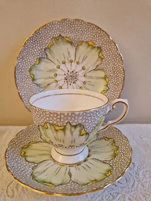 Buy Tuscan China Lotus Art Deco Trio Cup, Saucer, Plate In VGC Good Gold And Enamel • 12.50£