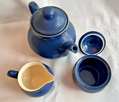 Buy *NEW* Hornsea Pottery Regency Blue, Teapot, Milk Jug And Sugar Bowl. • 30£