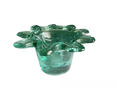 Buy Small  Flower Shaped Green Coloured Glass Candleholder  2.5 Ins High In VGC • 5£