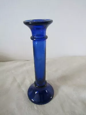 Buy Vintage Retro Cobalt Blue Glass Candlestick 20cm Tall • 9.99£