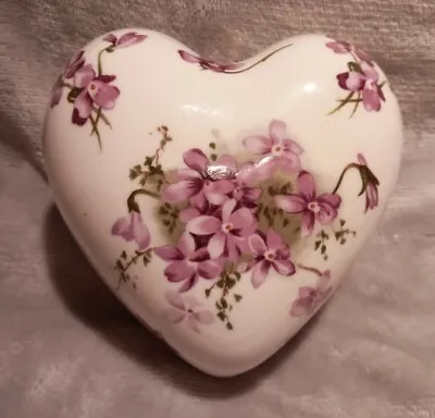 Buy Large Size Hammersley Victorian Violets Heart Shaped Fine Bone China Trinket Box • 12.50£