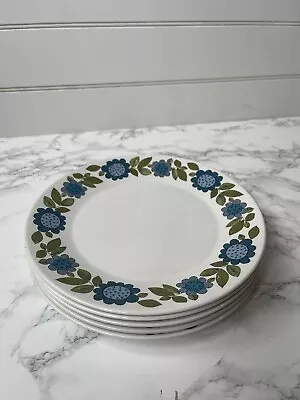 Buy 5 X J & G Meakin STUDIO TOPIC 10  Inch Dinner Plate White With Blue Flowers • 18.99£