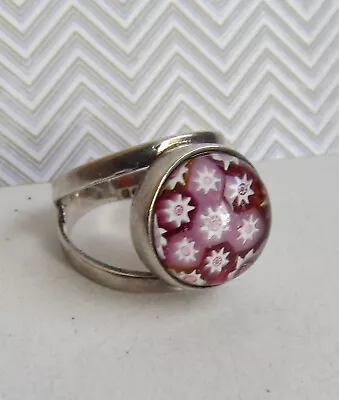 Buy Vintage 1970s Scottish Sterling Silver Caithness Glass Millefiori RING • 4.99£