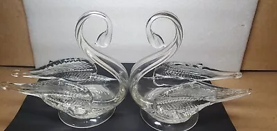 Buy A Gorgeous Pair Of Vintage Glass Swans - Ornamental Glass Animal Figurines  • 18.98£