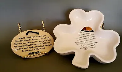Buy Irish Blessing Shamrock Dish 8  Across And Hand Made Pottery Blessing Plaque • 12.25£