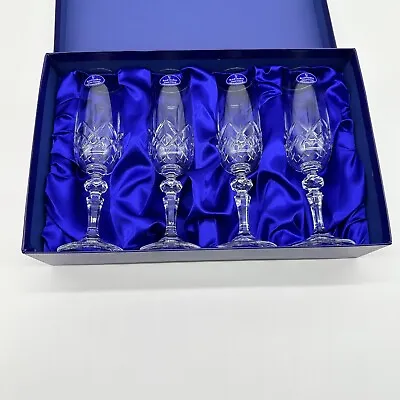 Buy 4 Royal Doulton Ciyork Finest Crystal Fluted Champagne Glass Box Set • 70.04£
