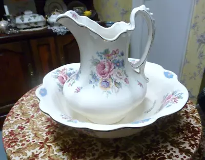 Buy Vintage  Jug And Water Bowl - Ironstone (England). Excellent Condition. • 52£
