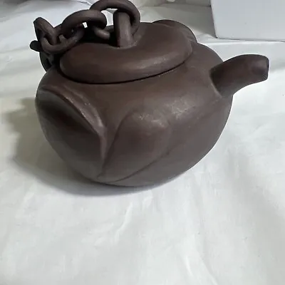 Buy Vintage Chinese Clay Tea Pot Signed With Chain Lid Unusual. • 61.57£