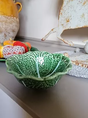 Buy Vintage Antique Pottery Ceramic Green Cabbage Vine Leaf Majolica Bowl Dish XC • 9.99£