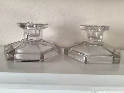 Buy A Pair Of Vintage Clear Glass Candle Holders, Good Shape • 9.99£