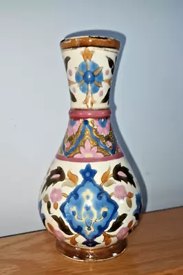 Buy Antique Faience VASE Gien? Persian? Zsolnay Late 19th Century 14.5cm Gilt • 7.99£