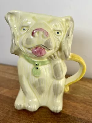 Buy Vintage Keele St Street Pottery England Yellow Dog Pitcher Jug Vase 5” • 7.75£