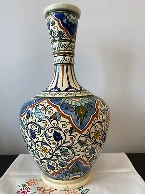Buy Antique Handmade Kutahya Iznik Hand Painted Pottery Vessel Vase Centerpiece • 192.11£