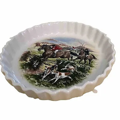 Buy Honiton Pottery Flan / Pie Dish  Lovely Horse And Hound Pattern Vibrant Colours • 14£