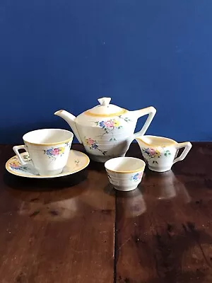 Buy Vintage Crown Ducal Art Deco Yellow Floral Teaset For One • 39.99£