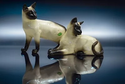 Buy Vintage Pair Of Porcelain Siamese Cats , Beswick Circa 1940/50's • 49.99£