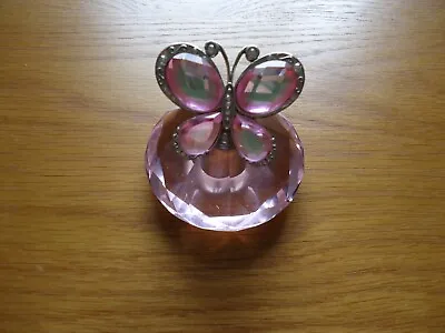 Buy Pink Glass Butterfly Paperweight 3  Diameter **99p Start** • 0.99£