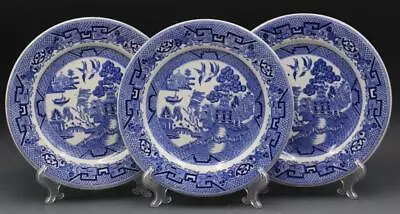Buy Set Of 3 Stanley Hotel Ware Blue Willow Dinner Plates 9  Globe Pottery England • 52.42£