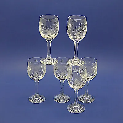 Buy Six Bohemia Crystal Pinwheel Wine Glasses - 17cm/6.75  High • 29.99£