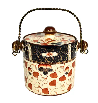 Buy Victorian GAUDY WELSH IMARI Biscuit Jar/Barrel WITH CRACKS 15 X 13 Cm • 19.95£