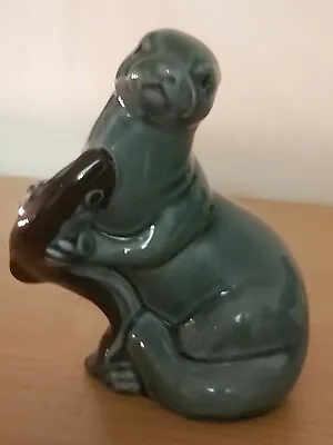 Buy Poole England Pottery - Otter Holding A Fish Ornament - Blue/Green Glaze 5  • 11£