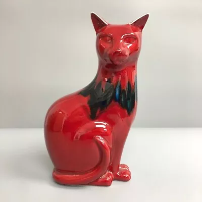 Buy Poole Pottery Red Flambe Cat Glazed 30cm Kitty Ornament Collectable Clark -CP • 22.30£