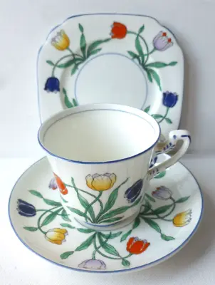 Buy Wetley China Tulip Cup Saucer & Side Plate Reg No. 727569 • 7.99£