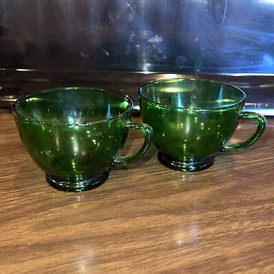 Buy Pair Vintage Anchor Hocking Forest Green Punch Cups Set Of 2 Kitchen Glassware • 15.04£
