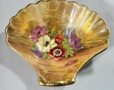 Buy Royal Winton Hand Painted Flowers  Art Deco Shell Small Dish – Signed - M.l.a • 18£